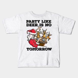 Santa Claus Deer DJ Dancing ReinDeer Party Fun Christmas Pun Kids T-Shirt